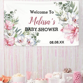 Willkommen Hintergrund Banner magnolis rosa, weiße