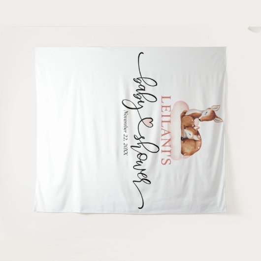 Willkommen Hirschdusche Rosa Cloud Hintergrund Wandteppich (Vorderseite (Horizontal))