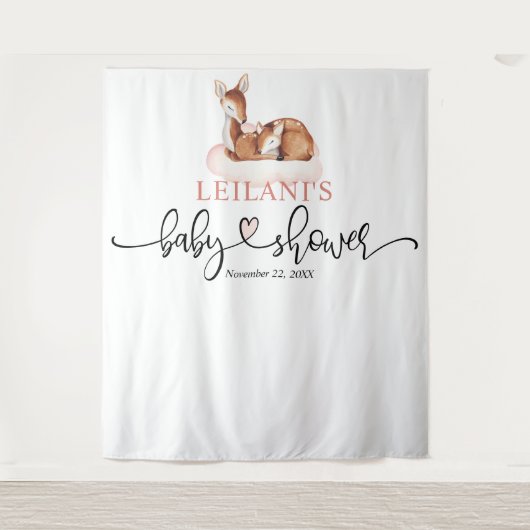 Willkommen Hirschdusche Rosa Cloud Hintergrund Wandteppich (Vorderseite)