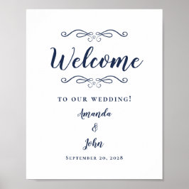 Willkommen Hochzeit Elegant Moderne Kalligrafie Bl Poster
