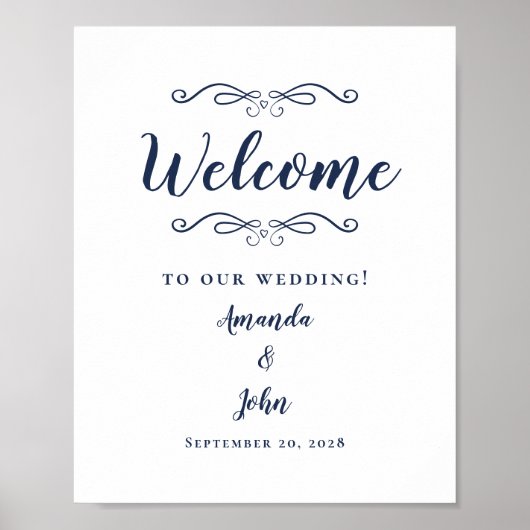 Willkommen Hochzeit Elegant Moderne Kalligrafie Bl Poster (Vorne)