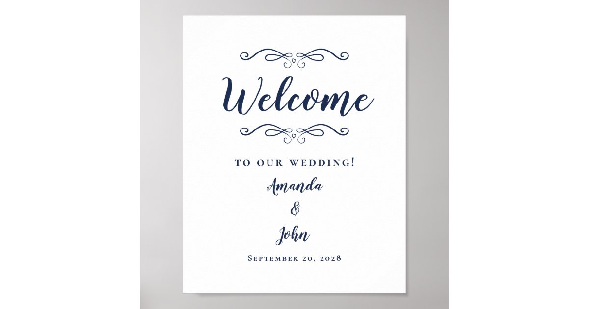 Willkommen Hochzeit Elegant Moderne Kalligrafie Bl Poster Zazzle.de