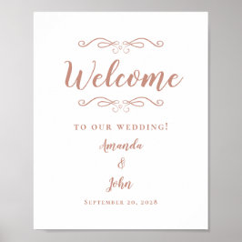 Willkommen Hochzeit Elegante Chic Calligrafy Rose  Poster