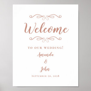 Willkommen Hochzeit Elegante Chic Calligrafy Rose Poster