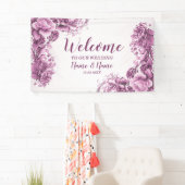 Willkommen Hochzeitsfeier Rosa Blume Elegante Mode Banner (Insitu)