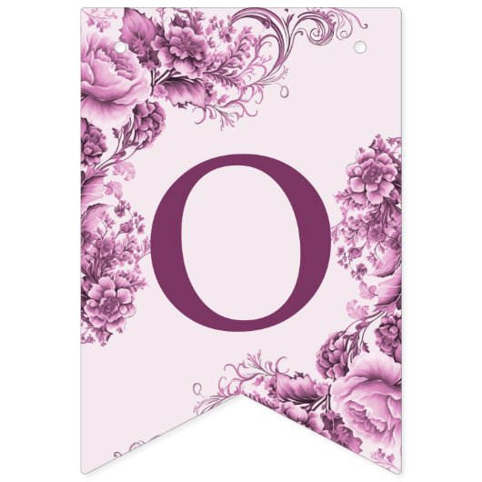 Willkommen Hochzeitsfeier Rosa Blume Elegante Mode Wimpelkette (Zweite Fahne)