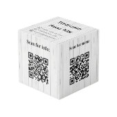Willkommen Holz QR Codes Info Hotel Restaurant Tab Würfel (Vorderseite Schrägansicht)