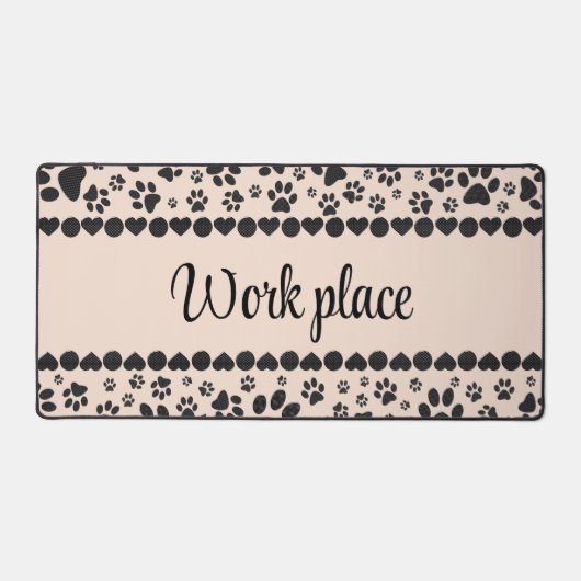 Willkommen Hund Paws Black&White Polka Dot auf Pin Schreibtischunterlage (Vorderseite)