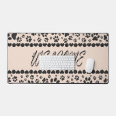 Willkommen Hund Paws Black&White Polka Dot auf Pin Schreibtischunterlage (Tastatur & Maus)
