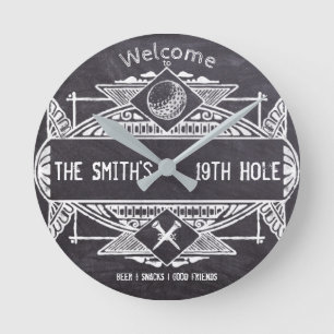 Willkommen im 19. Loch Runde Wanduhr