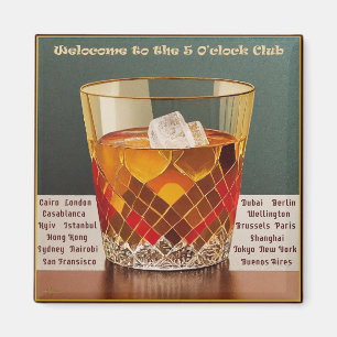 Willkommen im 5 Uhr Club Mid Century Design Magnet