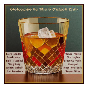 Willkommen im 5 Uhr Club Mid Century Design Poster