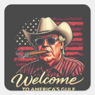 Willkommen im Amerikanischen Golf-Funny Trump Amer Quadratischer Aufkleber