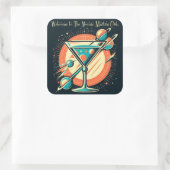 Willkommen im Atome Martini Club Age Quadratischer Aufkleber (Tasche)