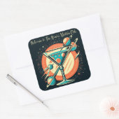 Willkommen im Atomic Martini Club Quadratischer Aufkleber (Umschlag)