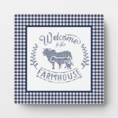 Willkommen im Bauernhaus Blue Gingham Fotoplatte (Vorderseite)
