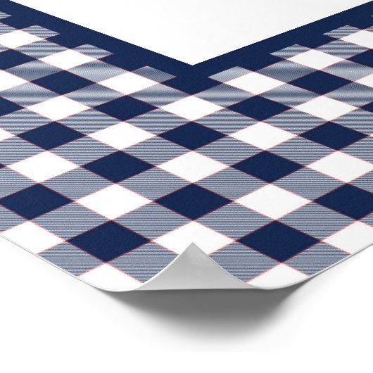 Willkommen im Bauernhaus Blue Gingham Poster (Ecke)