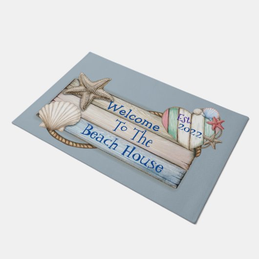 Willkommen im Beach House Doormat Fußmatte (Schrägansicht)