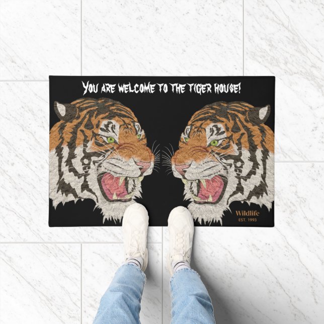 Willkommen im berühmten Tigerhaus Black Fußmatte (Indoor)