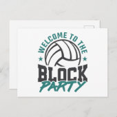 Willkommen im Block Party Volleyball Mittelblock Postkarte (Vorne/Hinten)