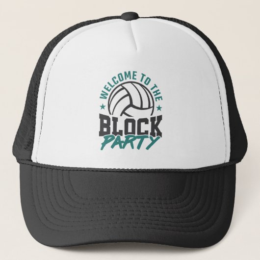 Willkommen im Block Party Volleyball Mittelblock Truckerkappe (Vorderseite)