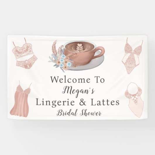 Willkommen im Brautparty Lingerie & Lattes Banner (Horizontal)