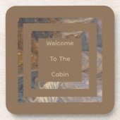 Willkommen im Cabin Rustic Woodgrain Lodge Getränkeuntersetzer (Vorderseite)