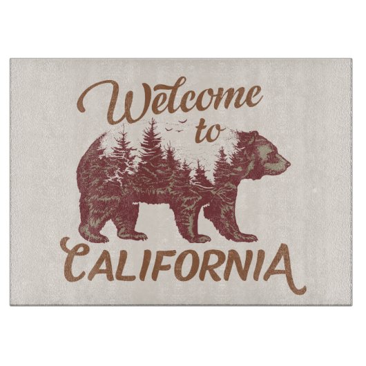 Willkommen im California Forest Bear Cutting Board Schneidebrett (Vorderseite)