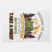 Willkommen im Camp Quitcherbitchin Happy Camper Geschirrtuch (Horizontal)