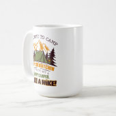 Willkommen im Camp Quitcherbitchin Happy Camper Kaffeetasse (Vorderseite Links)