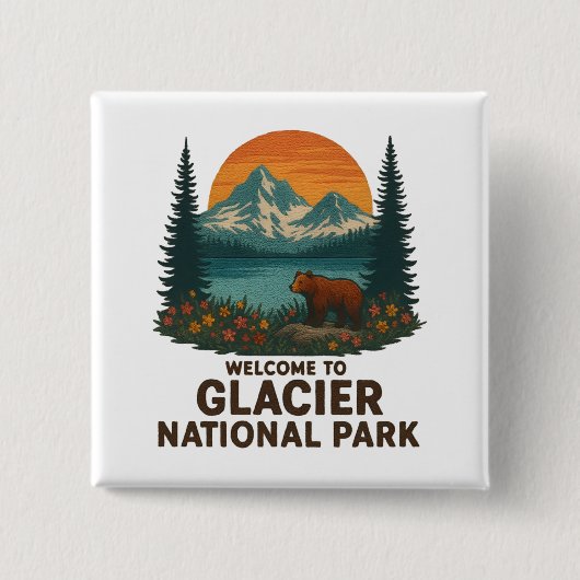 Willkommen im Embroidery Glacier National USA Park Button (Vorderseite)