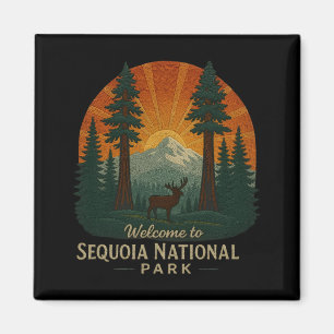 Willkommen im Embroidery Sequoia National USA Park Magnet