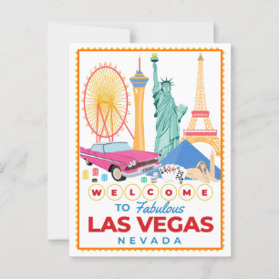 Willkommen im fabulösen Las Vegas City Postkarte