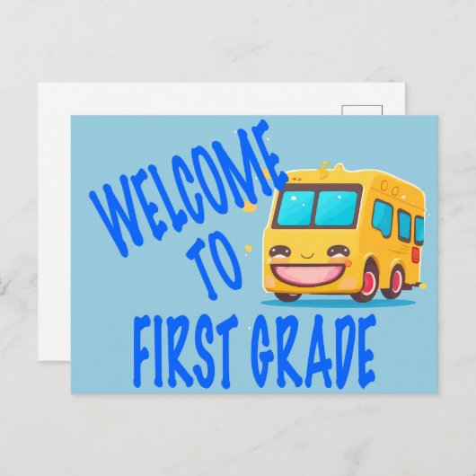 Willkommen im First Class Bus Postkarte (Vorne/Hinten)