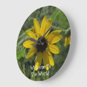 Willkommen im Foto der Welt-Blume Große Wanduhr (Winkel)