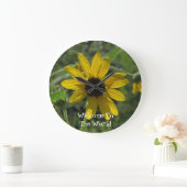 Willkommen im Foto der Welt-Blume Große Wanduhr (Zuhause)