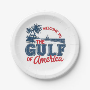 Willkommen im Golf von Amerika Einwanderer aus Mex Pappteller