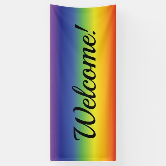 Willkommen im Hintergrund mit Regenbogenfarben Banner (Vertikal)