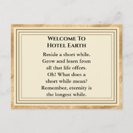 Willkommen im Hotel Earth Postkarte