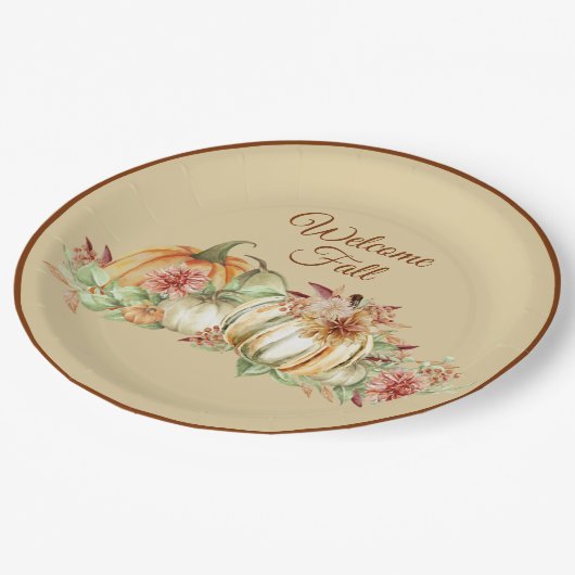 Willkommen im Hübschen Fall Pappteller (Schrägansicht)