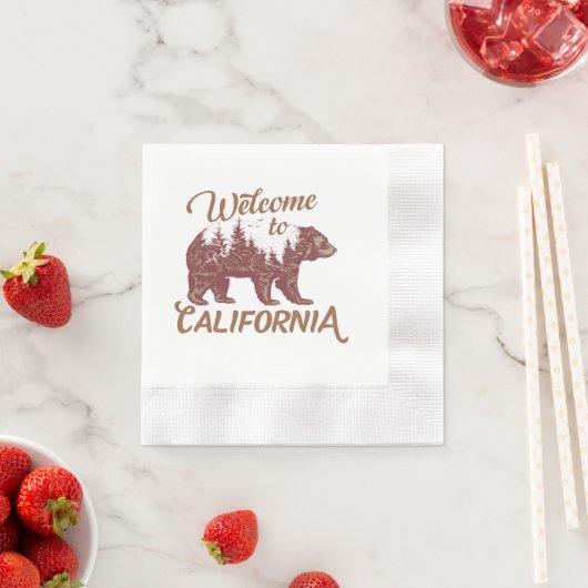 Willkommen im kalifornischen Bärenwald Serviette (Beispiel)
