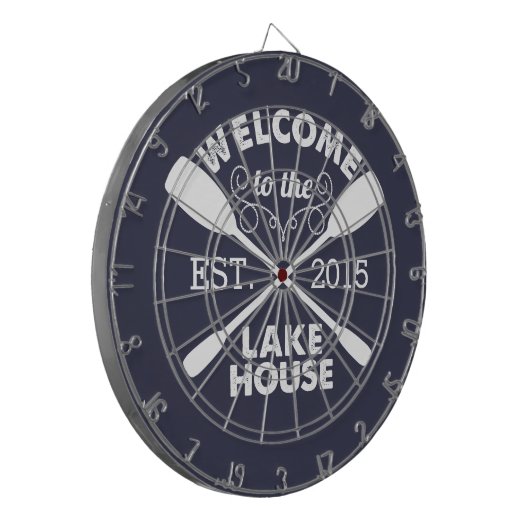 Willkommen im Lake House | Rustikale Kanuadeln Dartscheibe (Vorderseite Links)