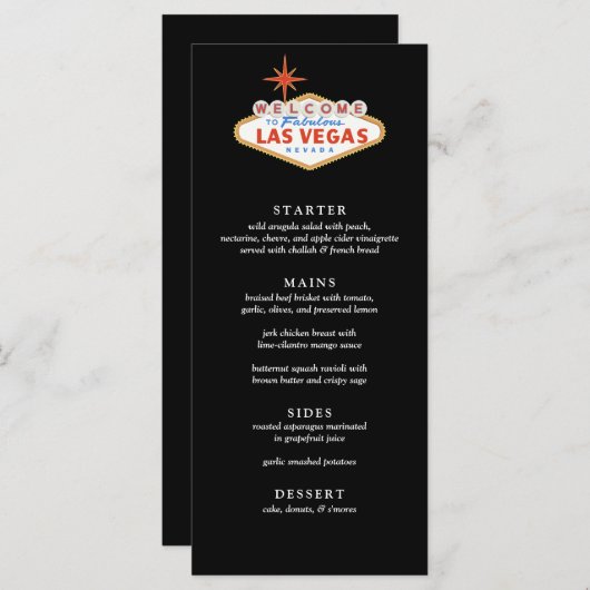 Willkommen im Las Vegas Wedding Rezeptionsmenü Menükarte (Vorne/Hinten)