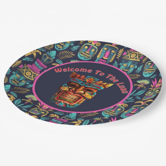 Willkommen im Luau Pappteller (Schrägansicht)