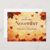 Willkommen im November Herbst Postkarte (Vorne/Hinten)