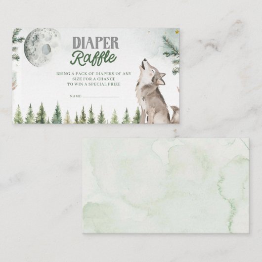 Willkommen im Pack Forest Wolf Diaper Raffle Begleitkarte (Vorne/Hinten)