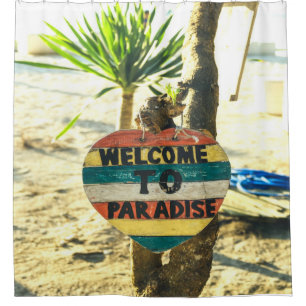 Willkommen im Paradies Beach Ocean Duschvorhang