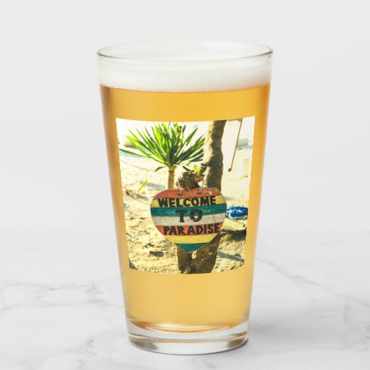 Willkommen im Paradies Beach Ocean Glas (Vorne (Gefüllt))