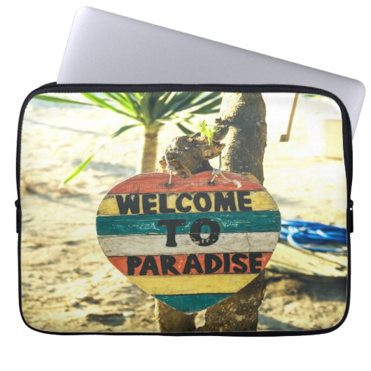 Willkommen im Paradies Beach Ocean Laptopschutzhülle (Vorderseite)