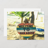 Willkommen im Paradies Beach Ocean Postkarte (Vorne/Hinten)